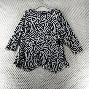 Ali Miles Zebra Print Tunic Top Animal Print Artsy Fray Flowy‎ Blouse Size S